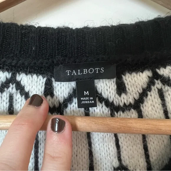 Talbots White & Black Soft Knit Part Wool Blend Cozy Fall Sweater 🖤🕊️ - Picture 5 of 10
